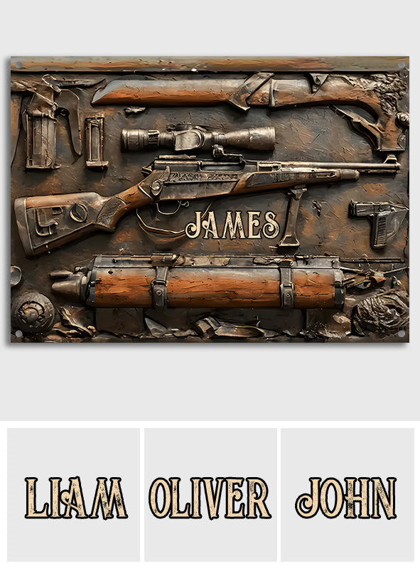 Vintage Tools - Personalisiertes rechteckiges Metallschild für die Jagd