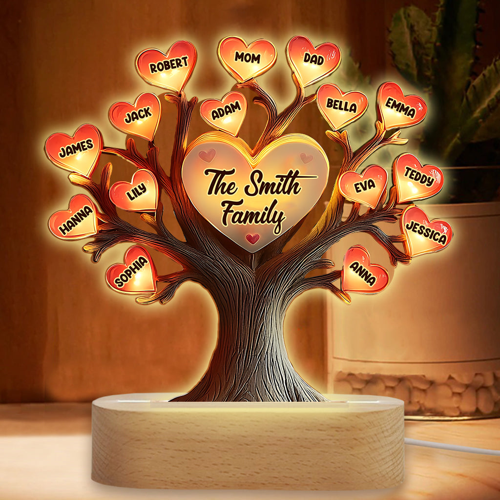Arbre généalogique - Plaque lumineuse personnalisée en forme de famille