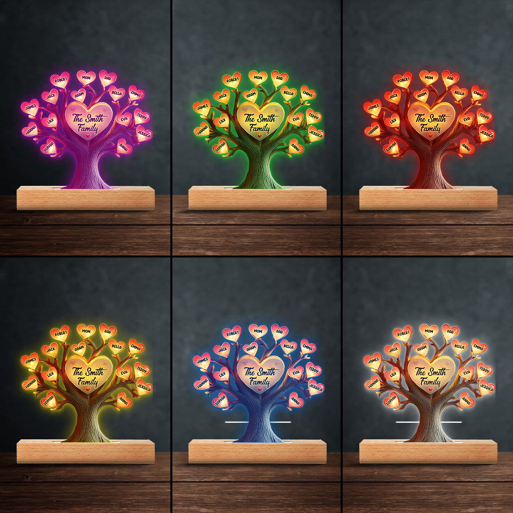 Arbre généalogique - Plaque lumineuse personnalisée en forme de famille