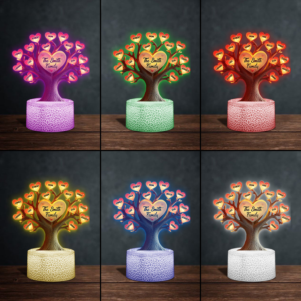 Arbre généalogique - Plaque lumineuse personnalisée en forme de famille