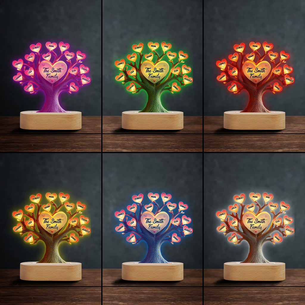 Arbre généalogique - Plaque lumineuse personnalisée en forme de famille