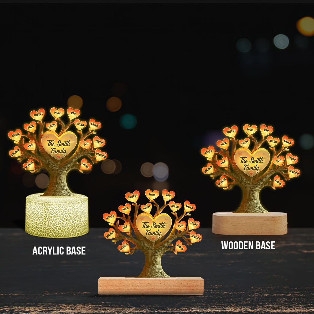 Arbre généalogique - Plaque lumineuse personnalisée en forme de famille