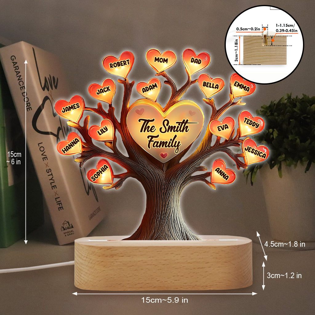 Arbre généalogique - Plaque lumineuse personnalisée en forme de famille