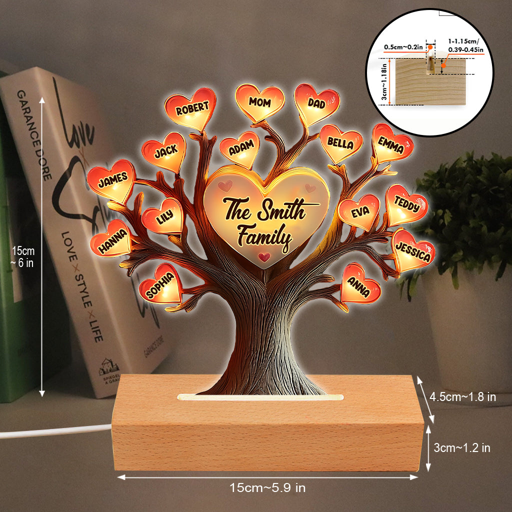Arbre généalogique - Plaque lumineuse personnalisée en forme de famille