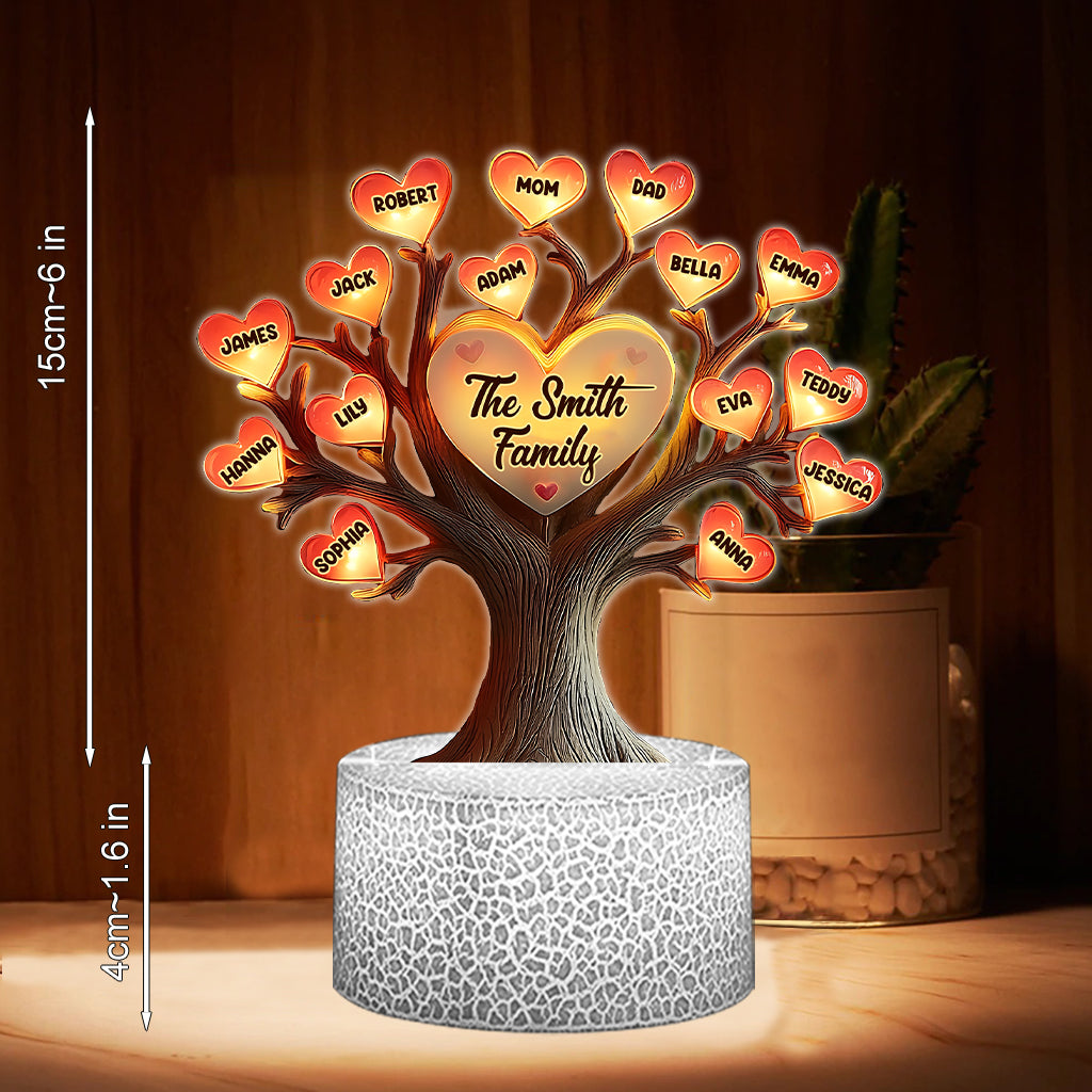 Arbre généalogique - Plaque lumineuse personnalisée en forme de famille