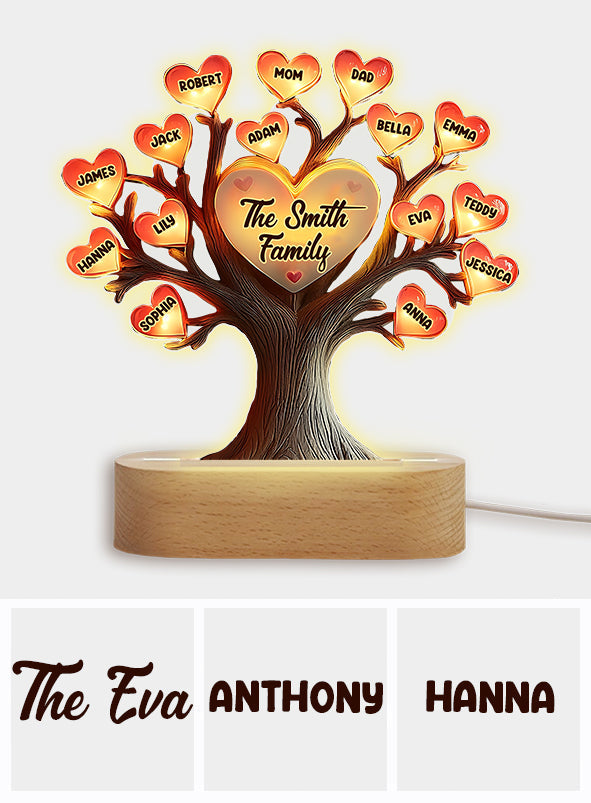 Arbre généalogique - Plaque lumineuse personnalisée en forme de famille