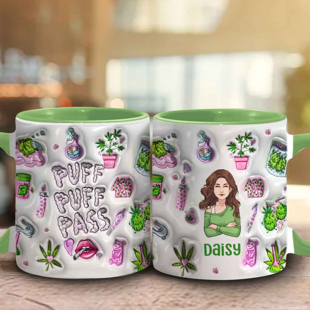Puff Puff Pass Aufblasbarer 3D-Becher mit personalisiertem Weed-Motiv