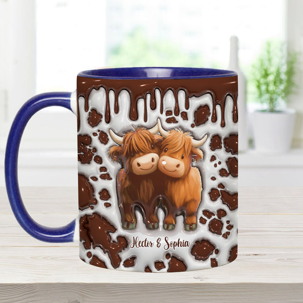 „Du und ich, wir schaffen das“ – personalisierte Tasse mit Hochlandrind-Motiv