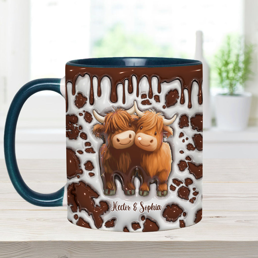„Du und ich, wir schaffen das“ – personalisierte Tasse mit Hochlandrind-Motiv