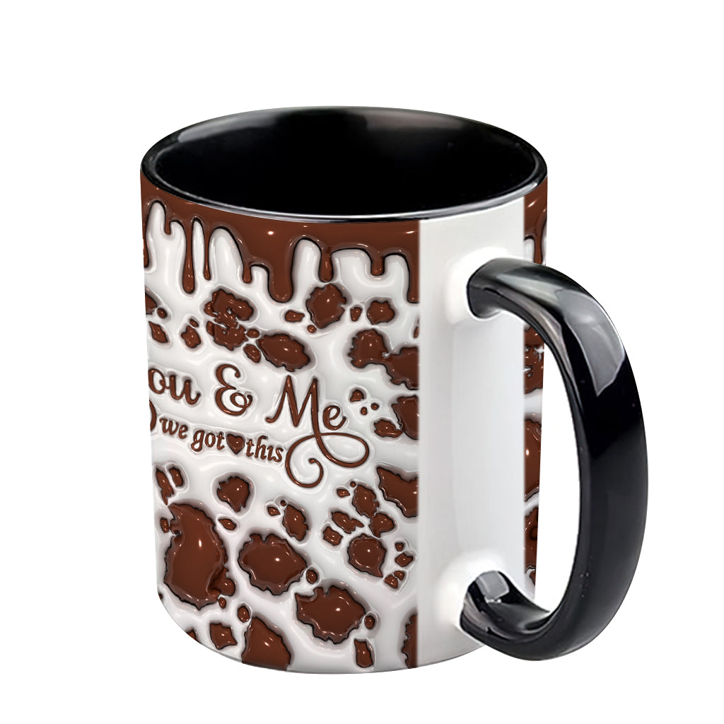 „Du und ich, wir schaffen das“ – personalisierte Tasse mit Hochlandrind-Motiv
