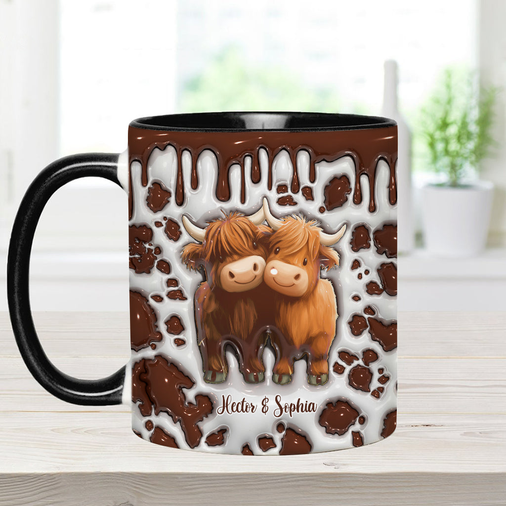 „Du und ich, wir schaffen das“ – personalisierte Tasse mit Hochlandrind-Motiv