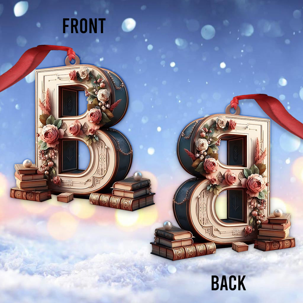 Vintage Book Letter Ornament - Personalized Book Ornament