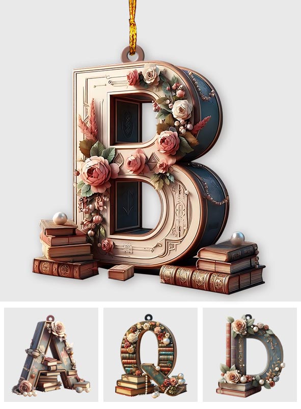 Vintage Book Letter Ornament - Personalized Book Ornament