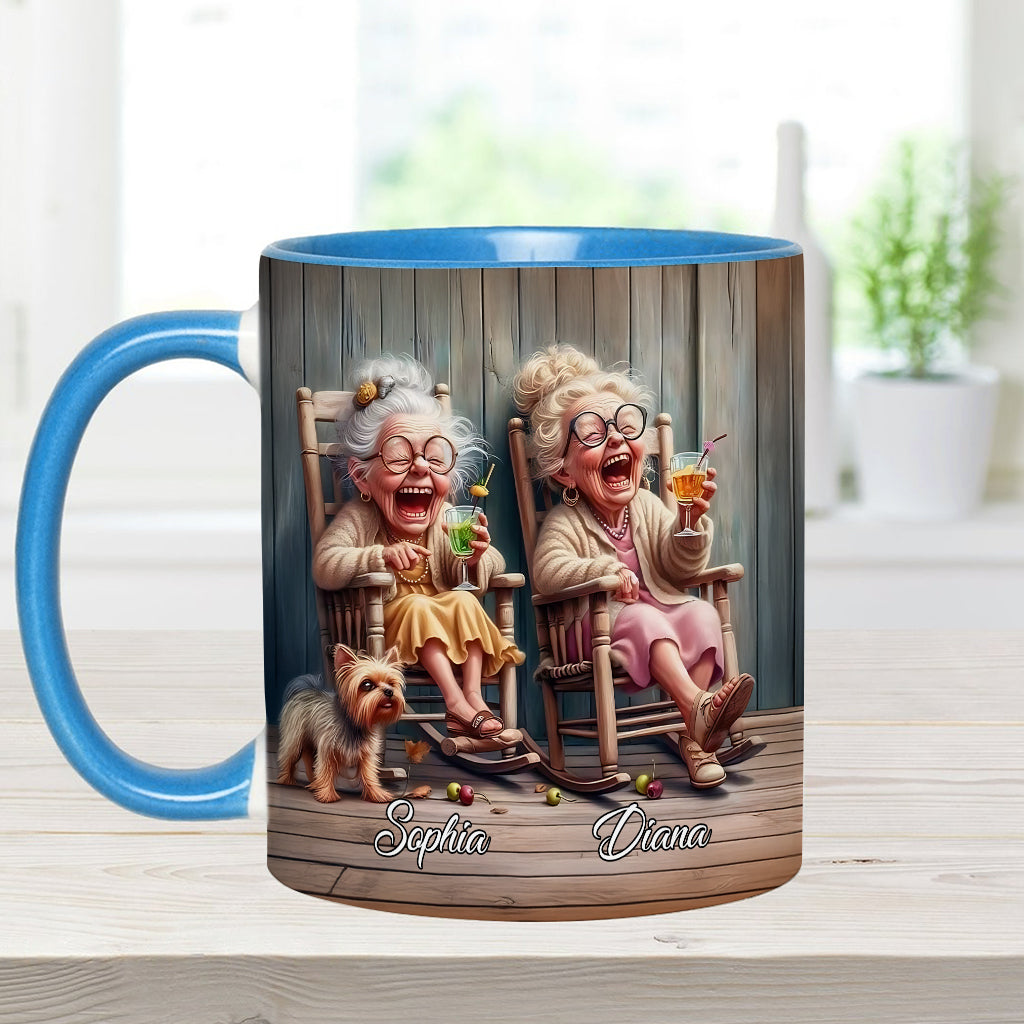 Let's Be Friends Til We Re Old And Bonkers - Personalized Bestie Accent Mug