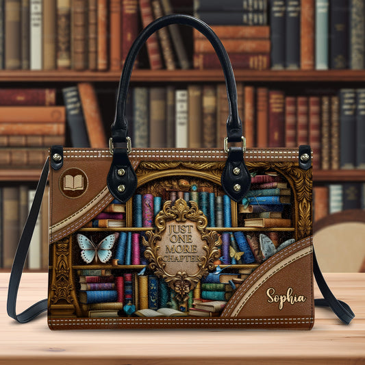 Nur noch ein Kapitel – personalisierte Buch-Lederhandtasche