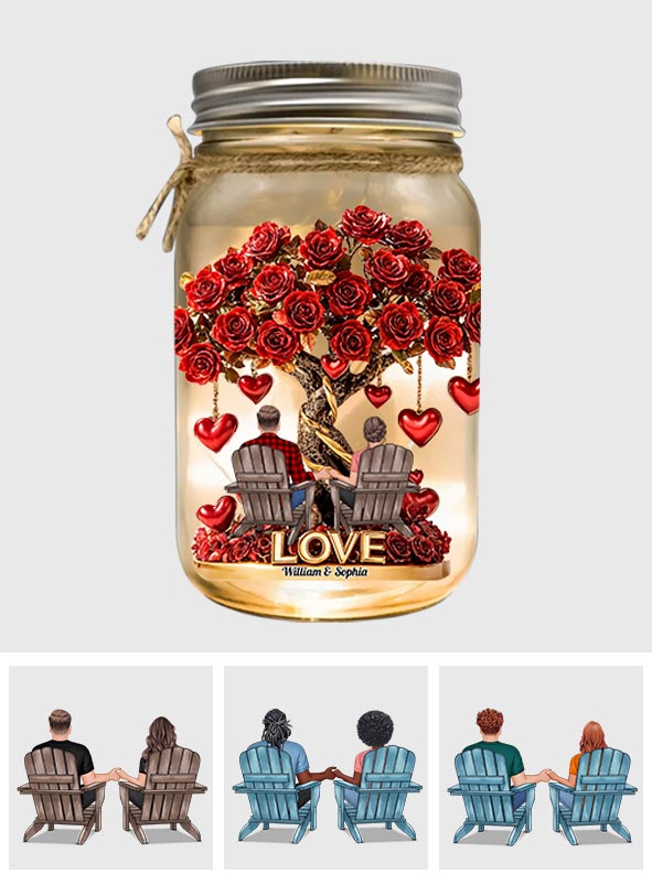 True Love - Personalized Couple Mason Jar Light