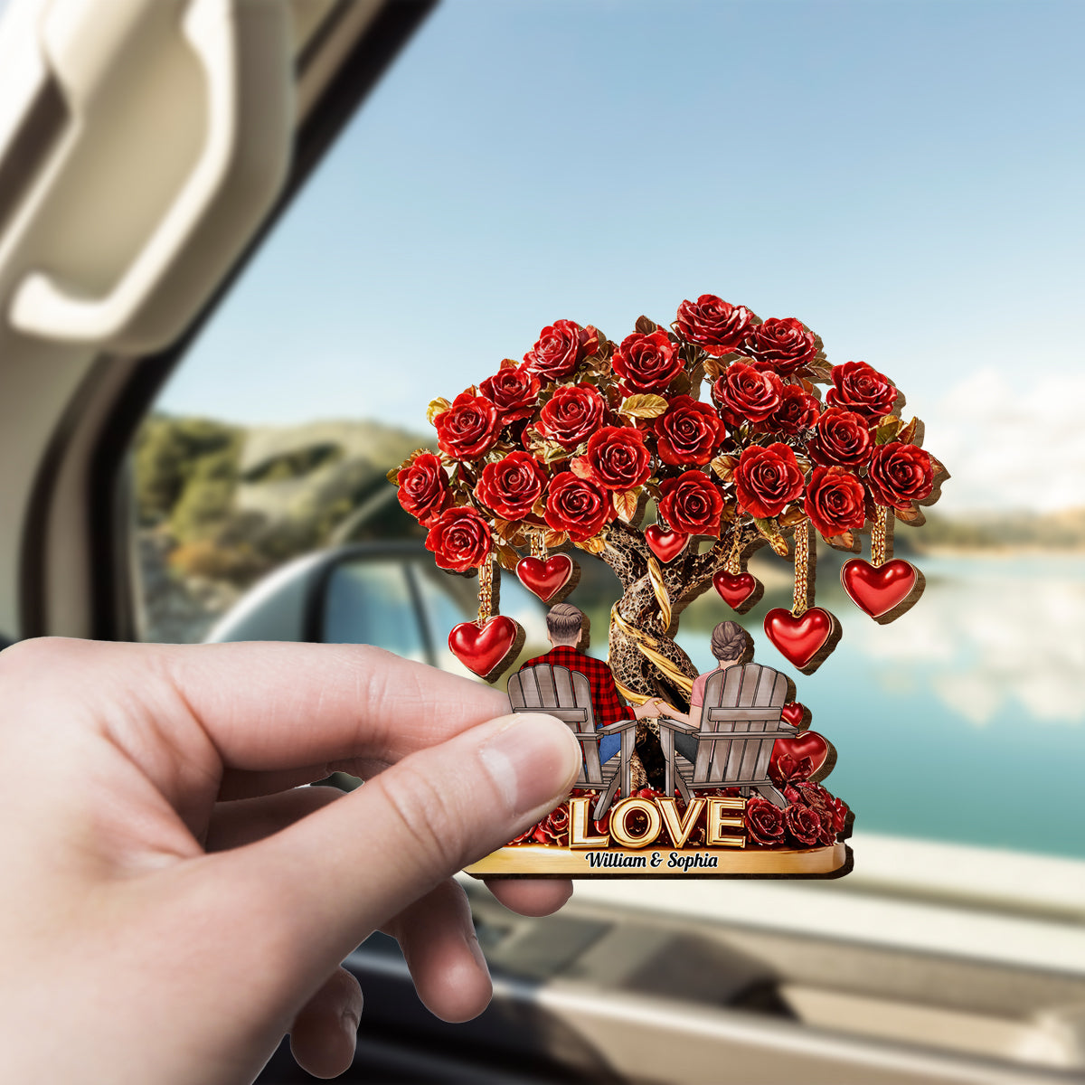 True Love - Personalized Couple Shaped Car Visor Clip