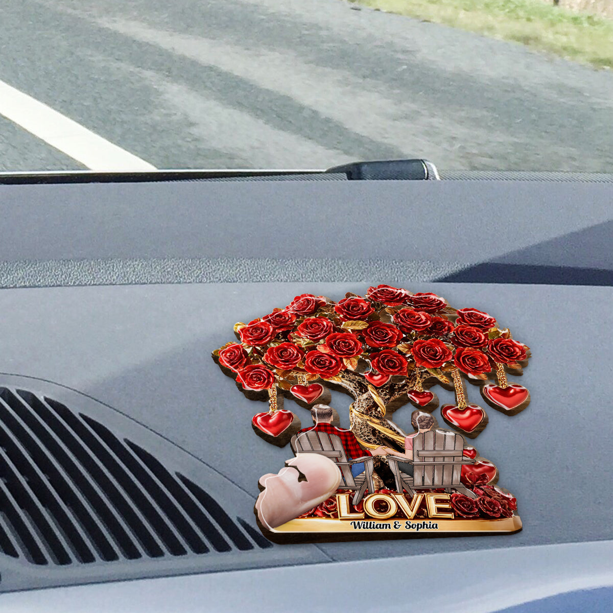 True Love - Personalized Couple Shaped Car Visor Clip