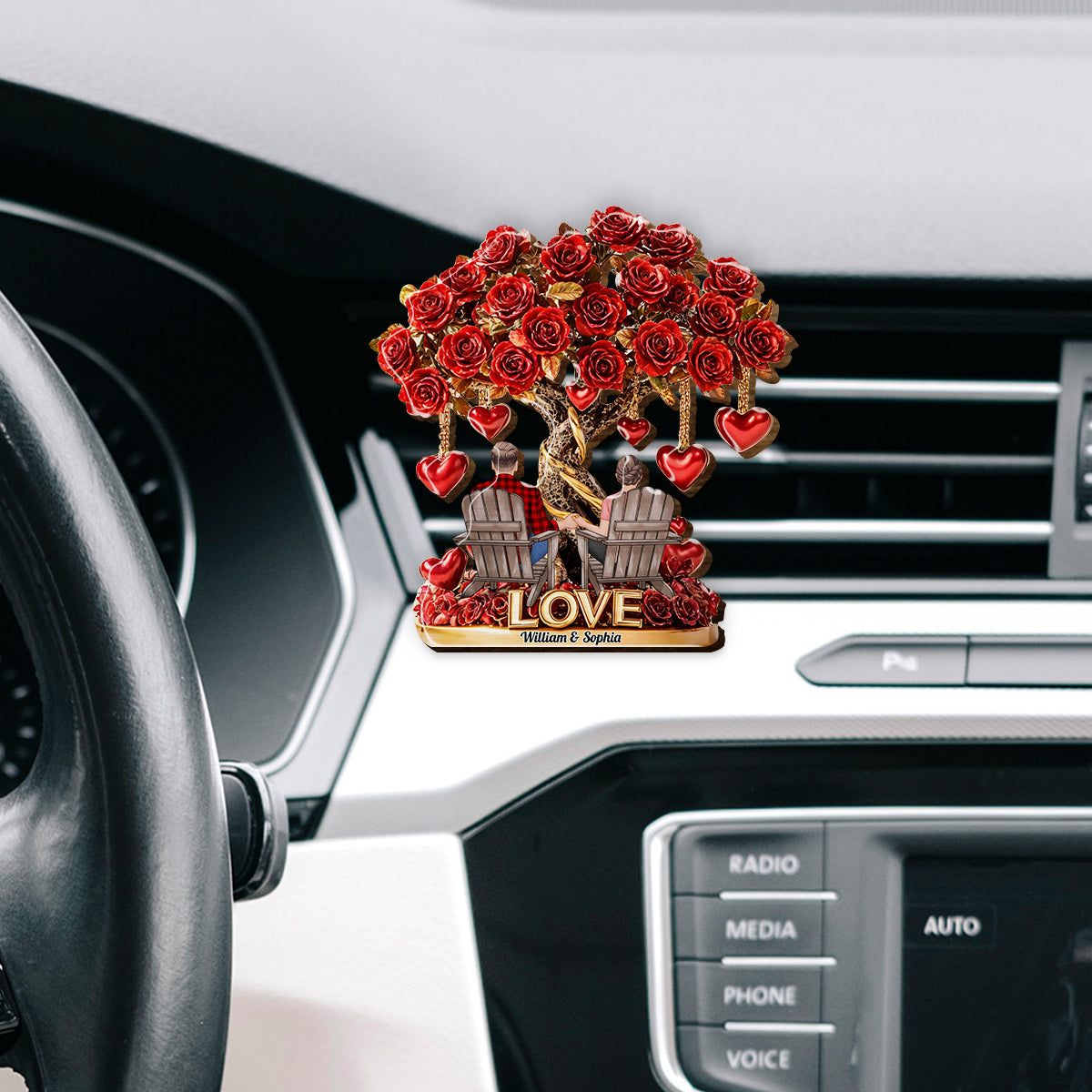 True Love - Personalized Couple Shaped Car Visor Clip