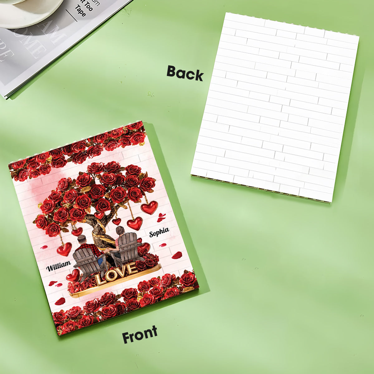 Tree of Love - Personalized Couple One-sided Vertical Rectangle Building Brick Blocks