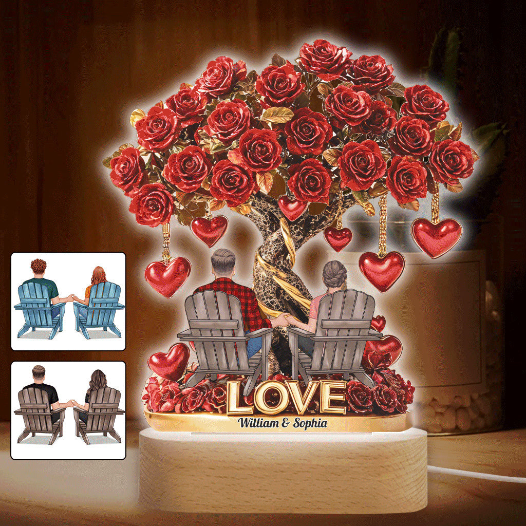 Tree of Love - Personalized Couple Shaped Plaque Light Base