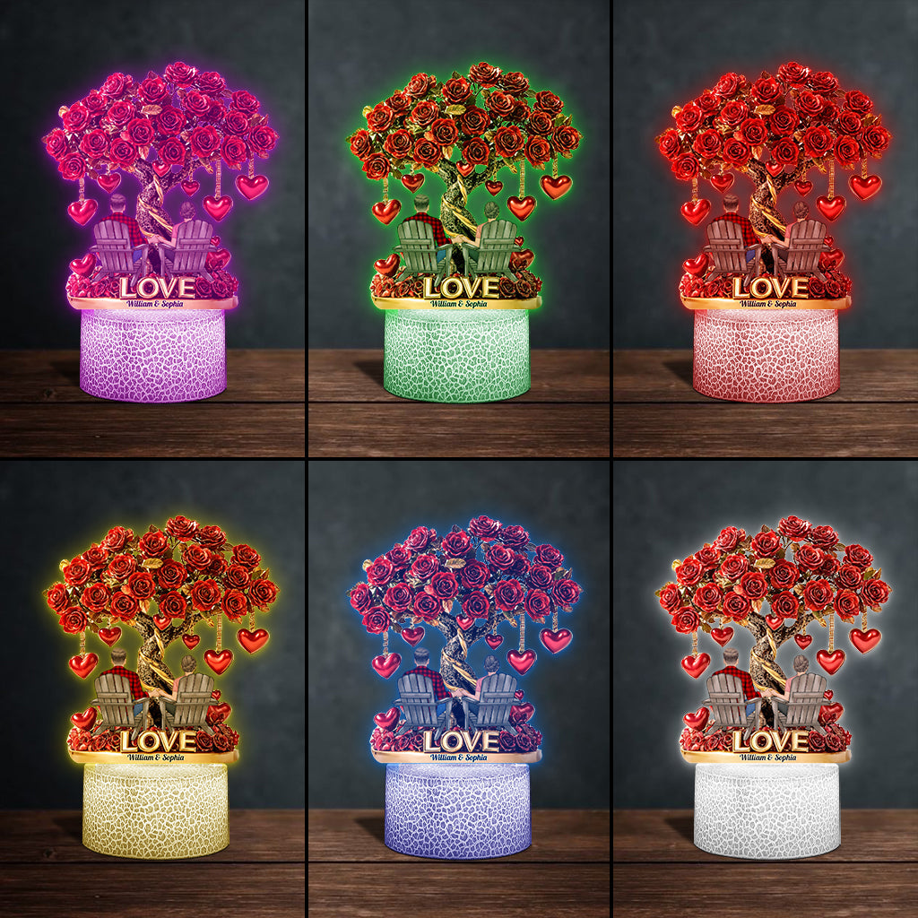 Tree of Love - Personalized Couple Shaped Plaque Light Base