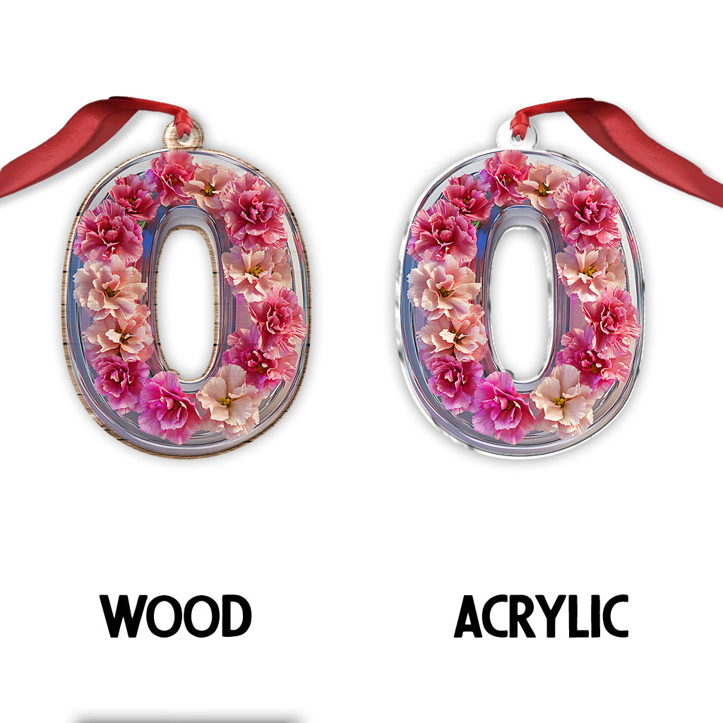 Beautiful Floral Letter - Personalized Mother Custom Shaped Ornament