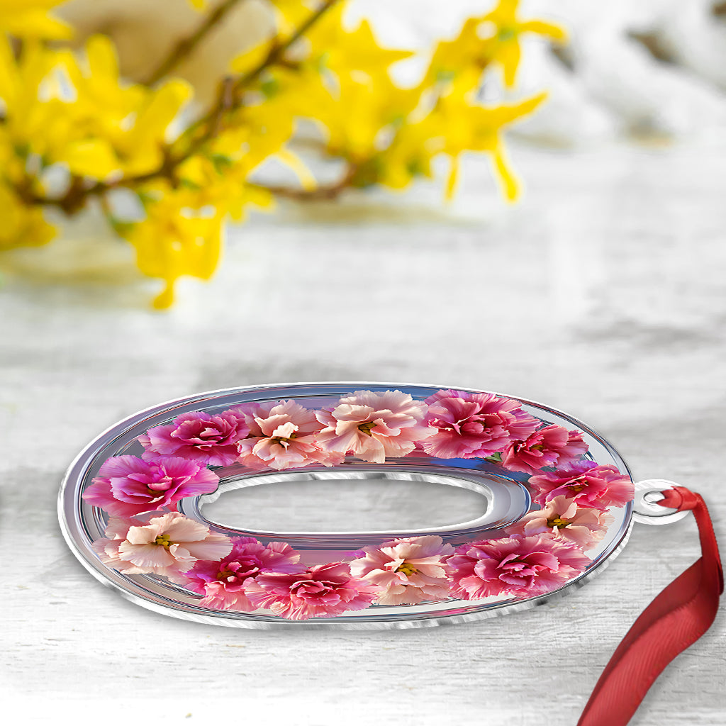 Beautiful Floral Letter - Personalized Mother Custom Shaped Ornament