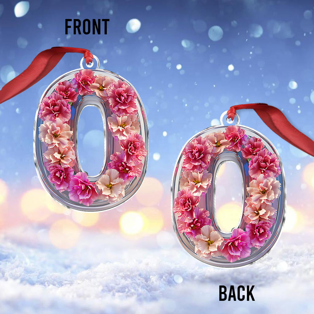 Beautiful Floral Letter - Personalized Mother Custom Shaped Ornament