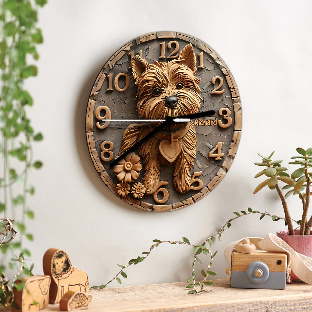 Niedlicher Yorkshire Terrier - Personalisierte Yorkshire Terrier Wanduhr