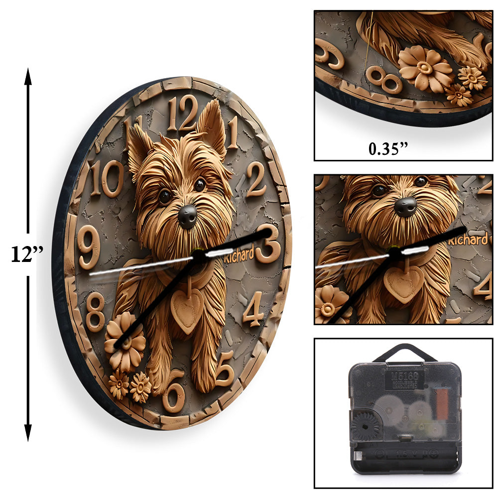 Niedlicher Yorkshire Terrier - Personalisierte Yorkshire Terrier Wanduhr
