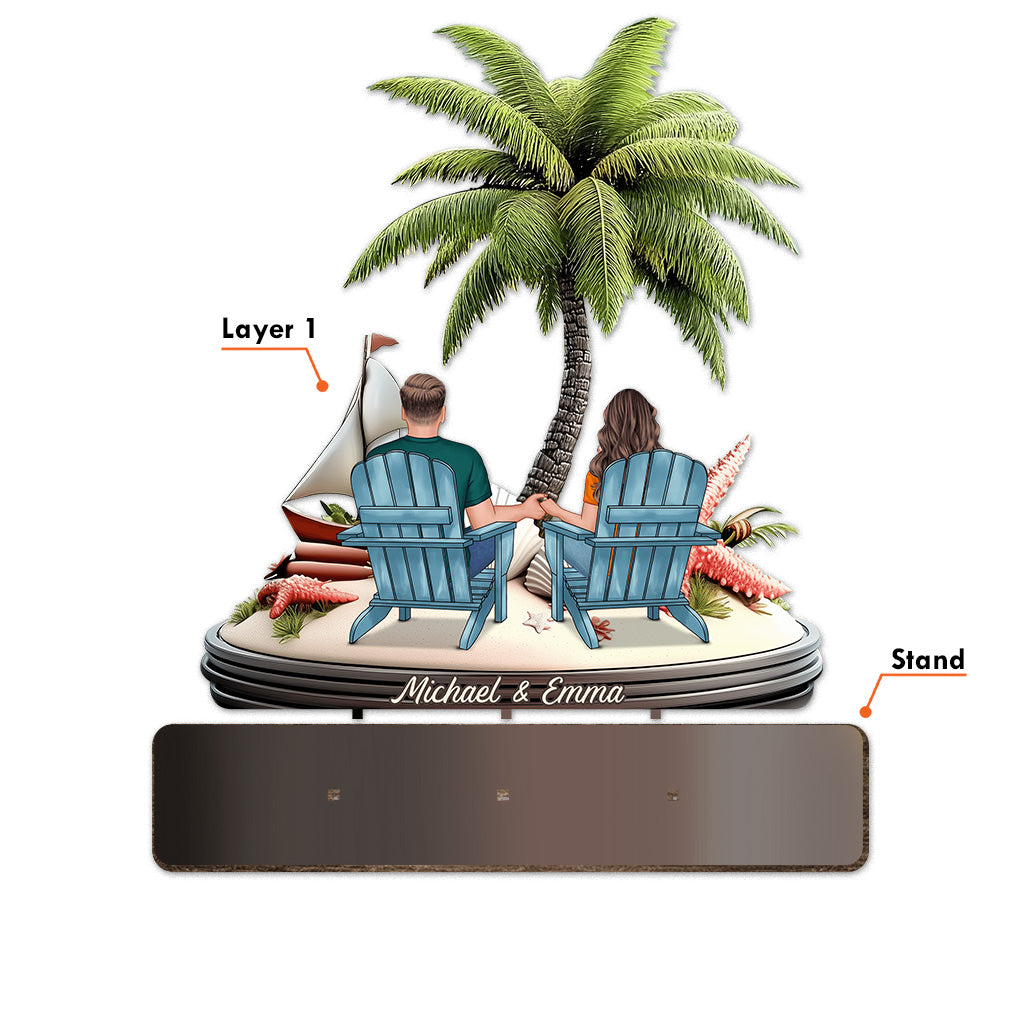 Chilling On The Beach - Personalized Couple 1 Layered Big Freestanding
