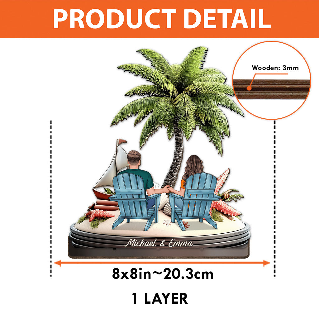 Chilling On The Beach - Personalized Couple 1 Layered Big Freestanding