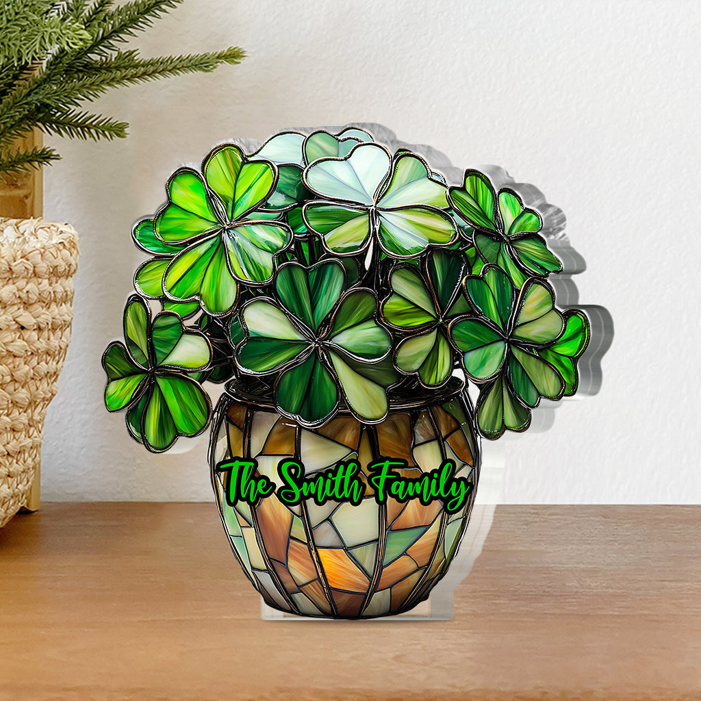 Fleur porte-bonheur - Plaque acrylique personnalisée pour la Saint-Patrick.