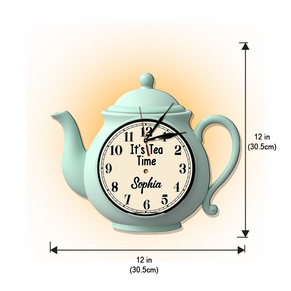 C'est l'heure du thé ! - Horloge murale lumineuse LED personnalisée.