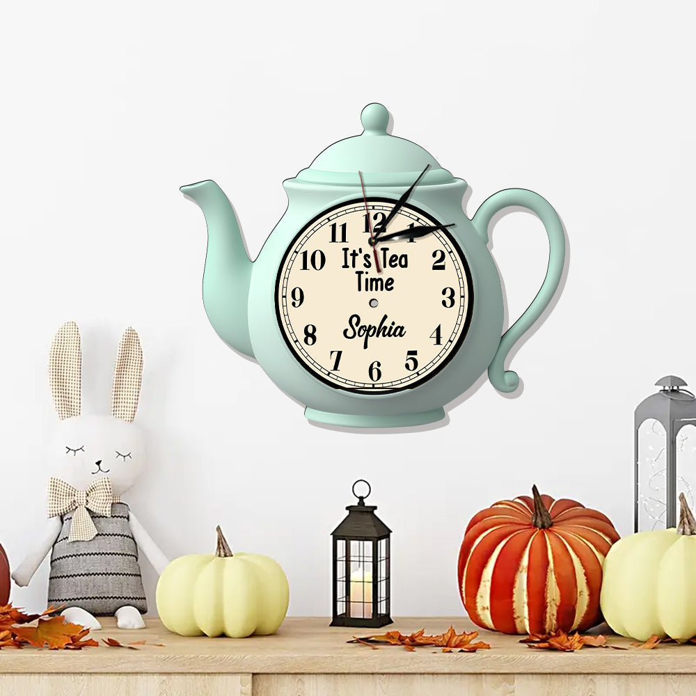 C'est l'heure du thé ! - Horloge murale lumineuse LED personnalisée.