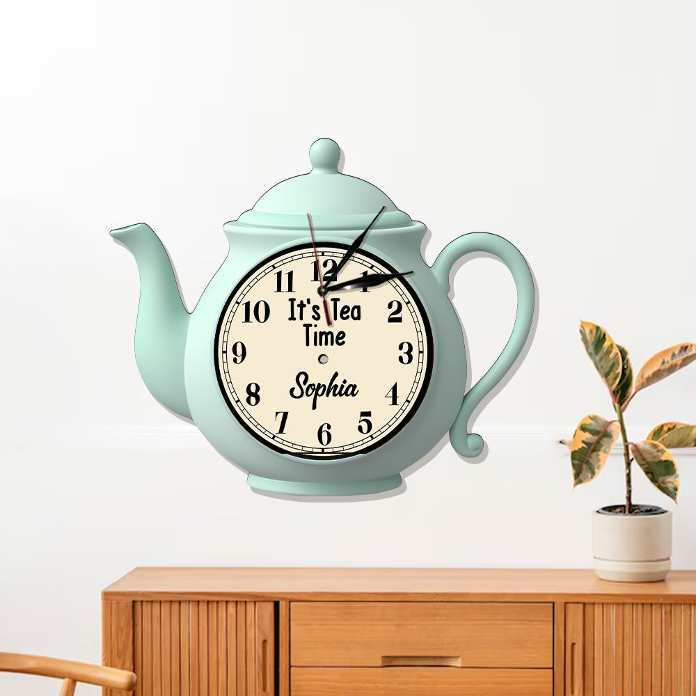 C'est l'heure du thé ! - Horloge murale lumineuse LED personnalisée.
