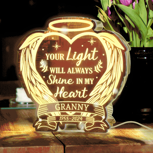 Your Light Will Always Shine In My Heart - Personalized Memorial Mirror Light