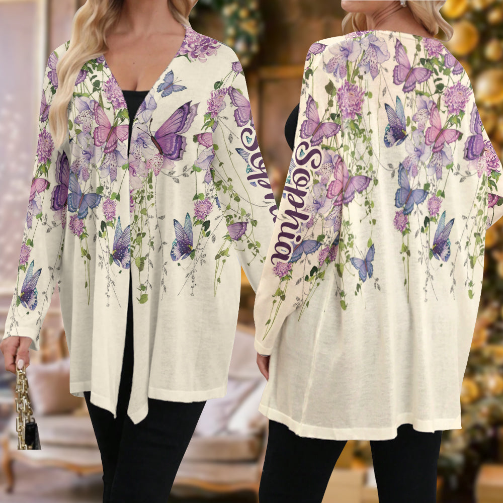 Schmetterling und Blumen – Personalisierter Schmetterlings-Cardigan