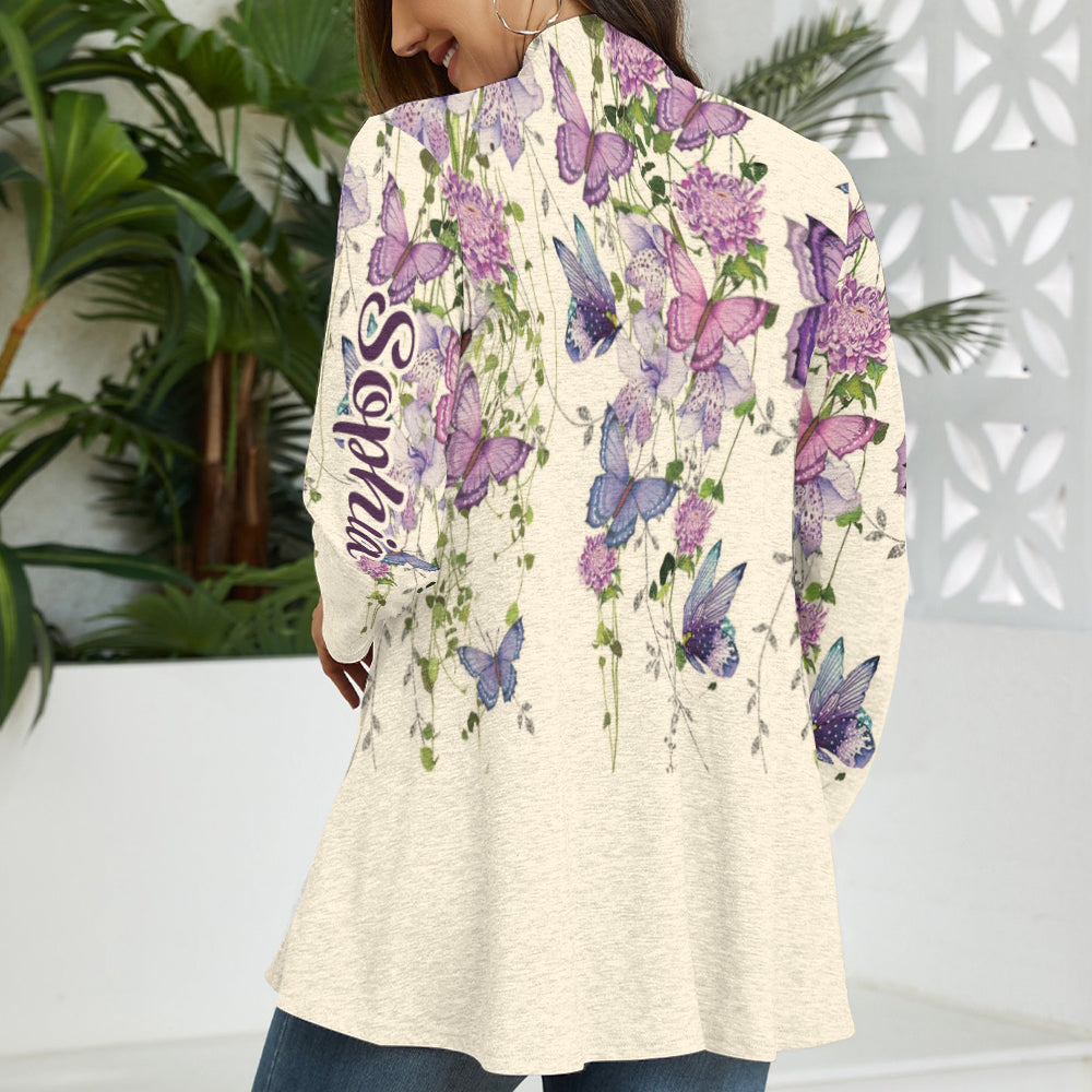 Schmetterling und Blumen – Personalisierter Schmetterlings-Cardigan