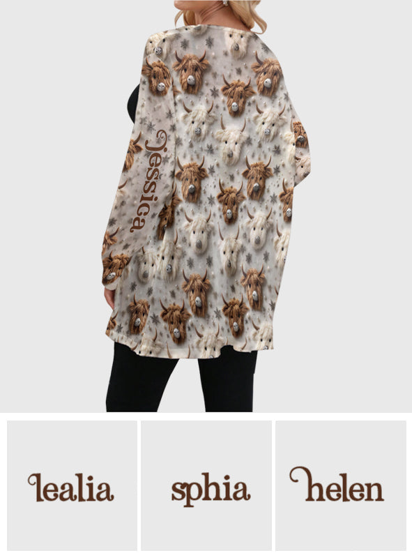 Niedliche Highland-Kuh - Personalisierte Strickjacke