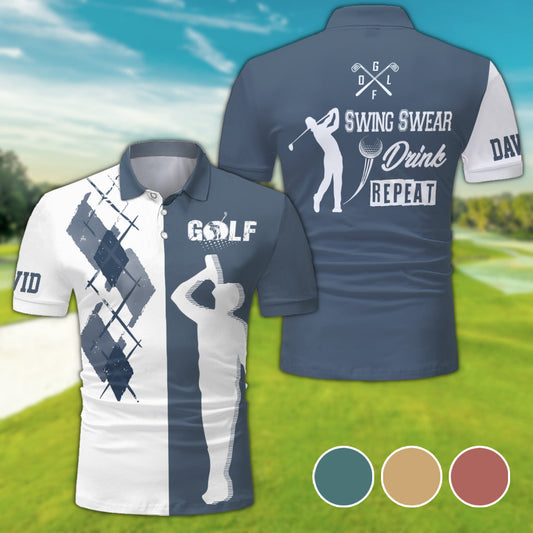 Swing Swear Drink - Personalized Golf Polo Shirt