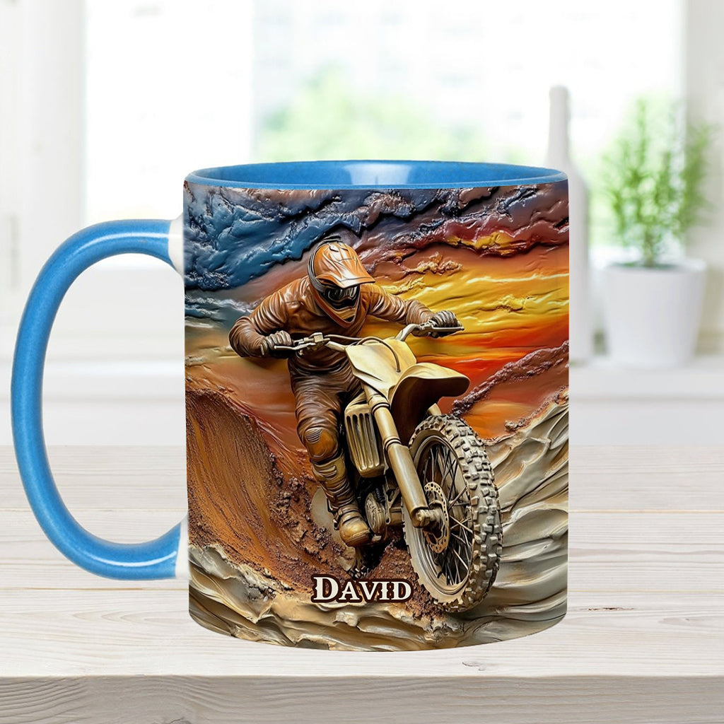 Né pour rouler - Mug personnalisé à motif motocross