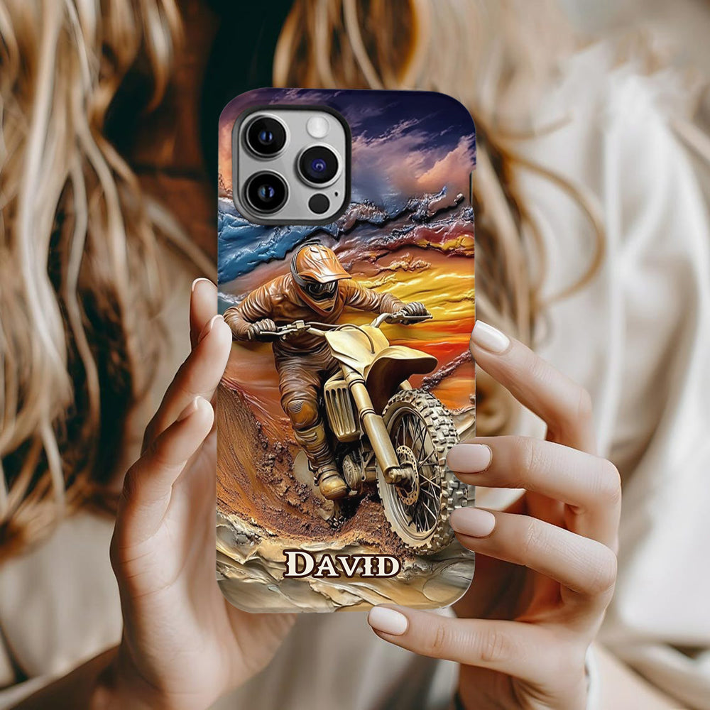 Né pour rouler - Coque de téléphone personnalisée avec impression intégrale de moto cross