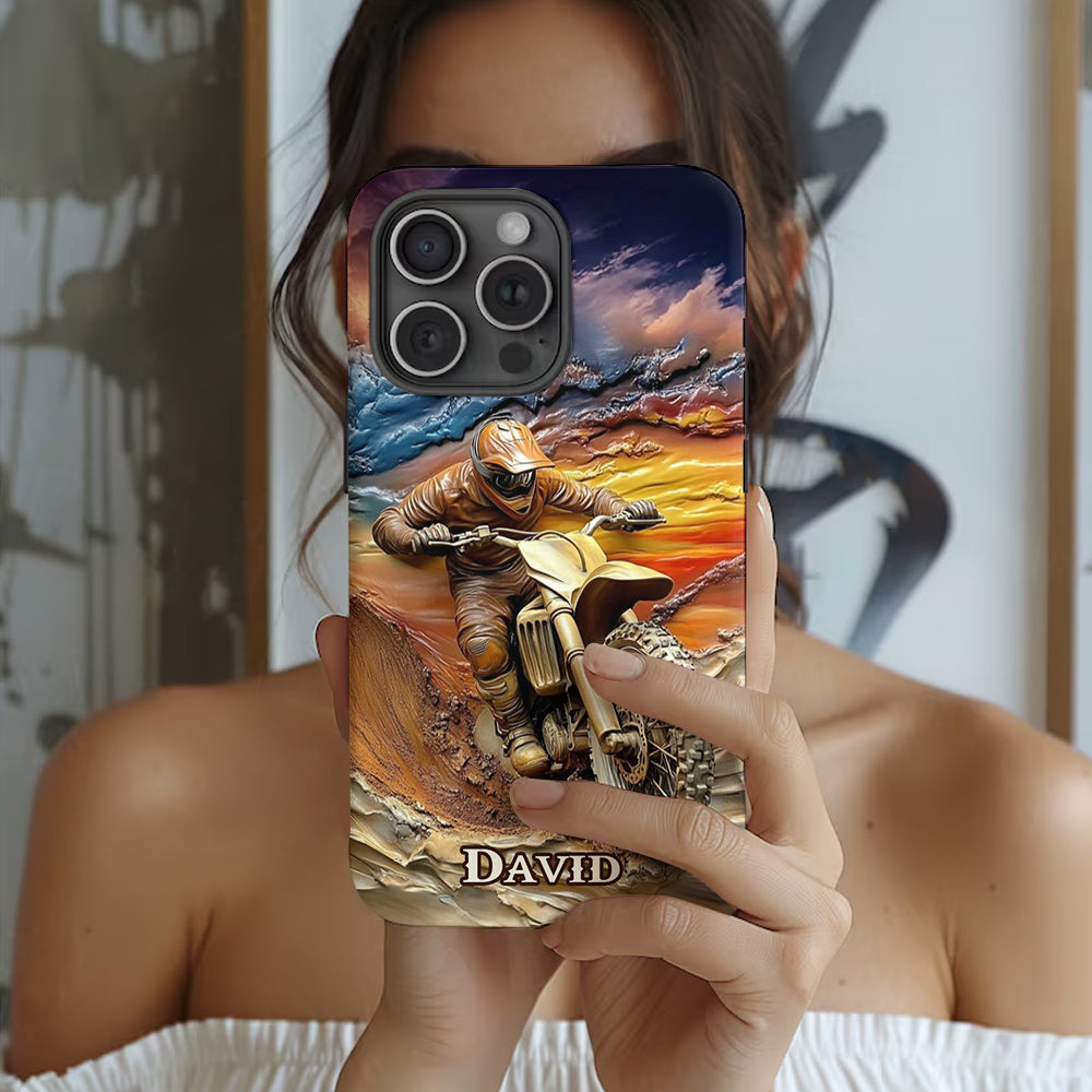 Né pour rouler - Coque de téléphone personnalisée avec impression intégrale de moto cross