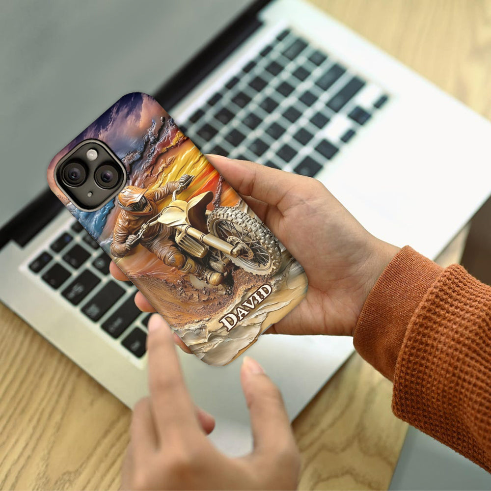 Né pour rouler - Coque de téléphone personnalisée avec impression intégrale de moto cross