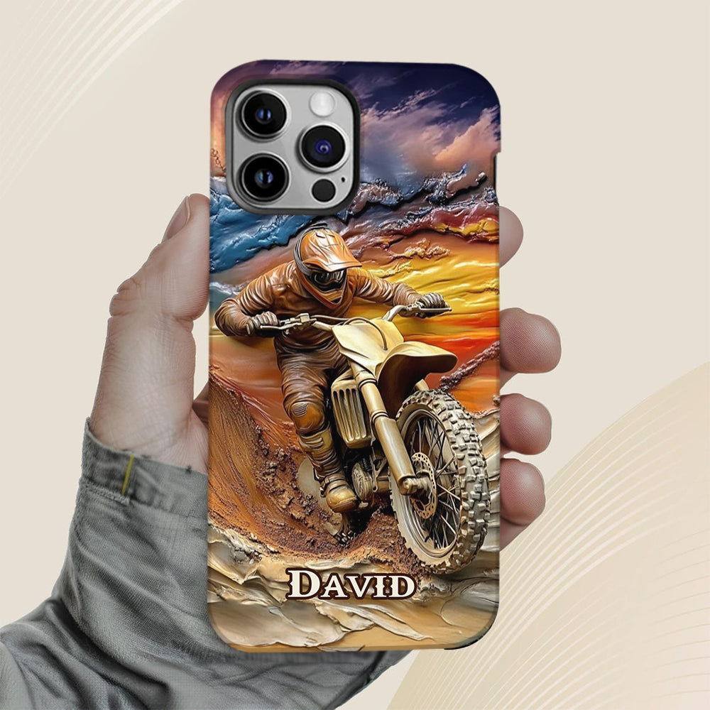 Né pour rouler - Coque de téléphone personnalisée avec impression intégrale de moto cross