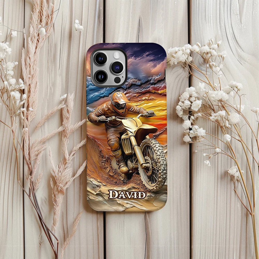 Né pour rouler - Coque de téléphone personnalisée avec impression intégrale de moto cross
