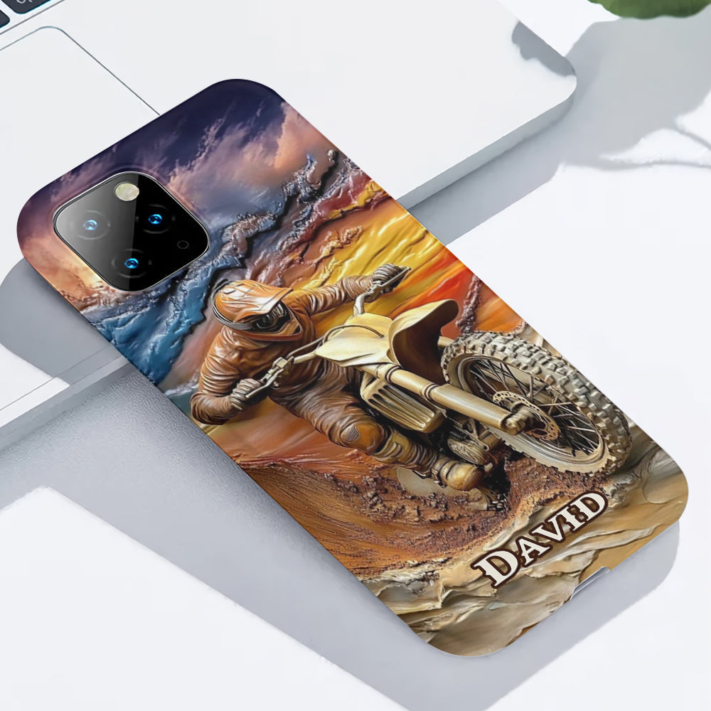 Né pour rouler - Coque de téléphone personnalisée avec impression intégrale de moto cross