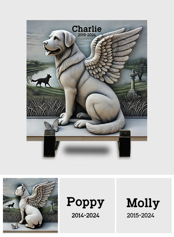 Für immer in unseren Herzen – Personalisierter quadratischer Hunde-Stein